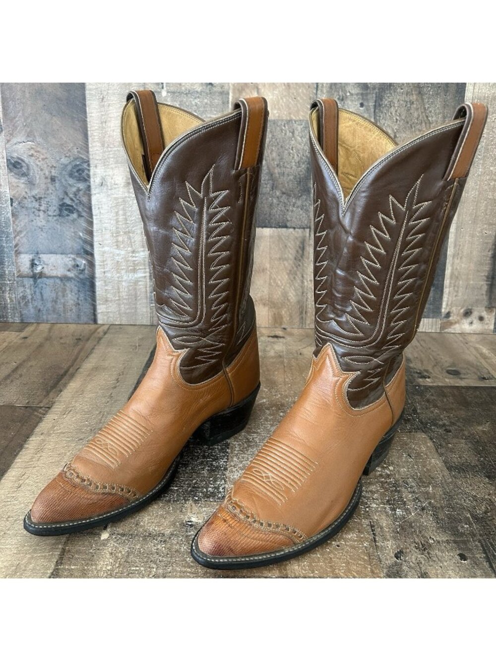 Tony Lama Vintage Wingtip Gold Label Urban Cowboy Boots Mens 9.5 D